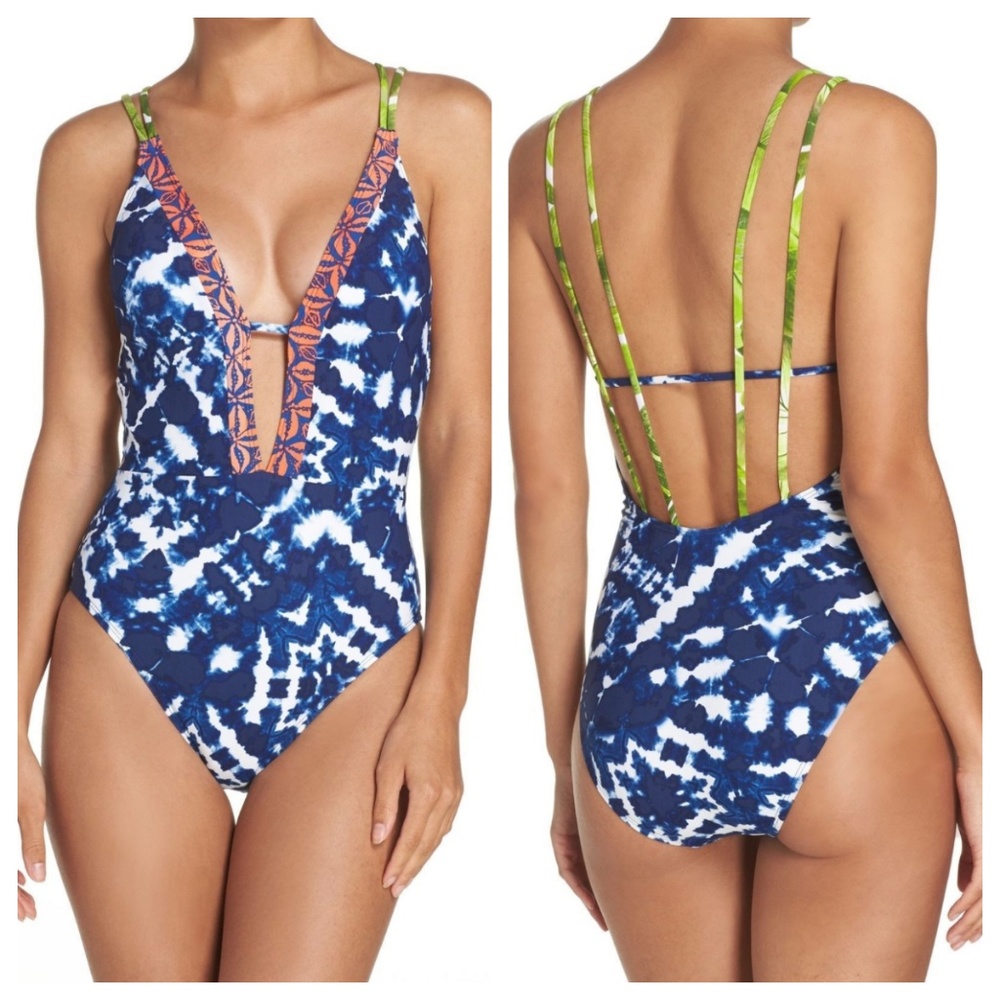 La Blanca V-Front Keyhole Halter Strappy One Piece